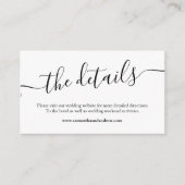 Elegant zwart wit eenvoudige bruiloft details informatiekaartje (Voorkant)
