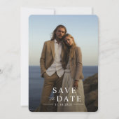 Elegant Zwart & Wit Eenvoudige Foto Bruiloft Save The Date (Voorkant)