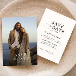 Elegant Zwart & Wit Eenvoudige Foto Bruiloft Save The Date