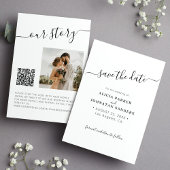 Elegant zwart wit eenvoudige foto QR code bruiloft Save The Date