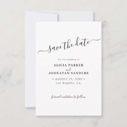 Elegant zwart wit eenvoudige foto QR code bruiloft Save The Date (Voorkant)