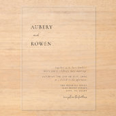 Elegant Zwart & Wit Eenvoudige Minimalistische Bru Acryl Uitnodigingen (Voorkant)