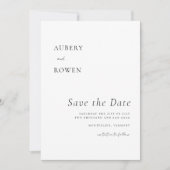 Elegant Zwart & Wit Eenvoudige Minimalistische Bru Save The Date (Voorkant)