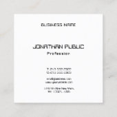 Elegant zwart-wit, eenvoudige Sjabloon, modern Vierkante Visitekaartje (Achterkant)