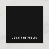 Elegant zwart wit eenvoudige vlakte professionele  vierkante visitekaartje (Voorkant)