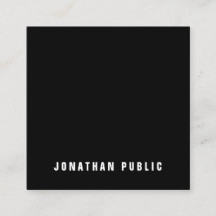 Elegant zwart wit eenvoudige vlakte professionele  vierkante visitekaartje