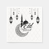 Elegant zwart-wit Eid Mubarak Servet (Voorkant)