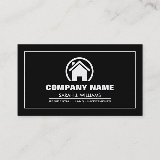 Elegant zwart-wit en Gold Professional — Estate Visitekaartje (Voorkant)