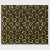 Elegant zwart-wit en Gold Star Pattern-pakpapier Cadeaupapier (Vlak)