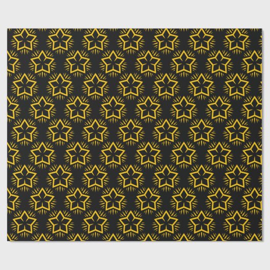 Elegant zwart-wit en Gold Star Pattern-pakpapier Cadeaupapier (Vlak)