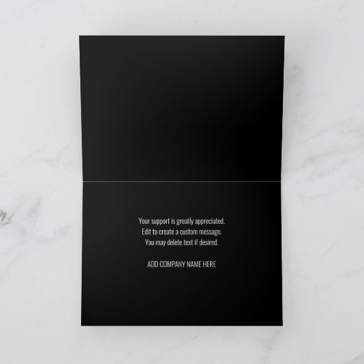 Elegant zwart wit en goud bedrijf Dank u Kaart (Binnen)