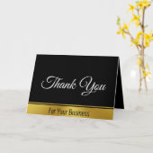 Elegant zwart wit en goud bedrijf Dank u Kaart (Gele Bloem)