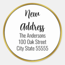 Elegant Zwart Wit en Goud Bewegende Aankondiging Ronde Sticker