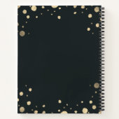 Elegant Zwart Wit en Goud Bloemen Krans Bruiloft Notitieboek (Achterkant)