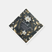 Elegant Zwart Wit en Goud Bloemen Krans Bruiloft Servet (Hoek)