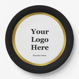 Elegant Zwart Wit en Goud Business Logo Naam Papieren Bordje