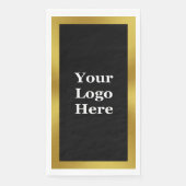 Elegant Zwart Wit en Goud Business Uw Logo Servet (Voorkant)