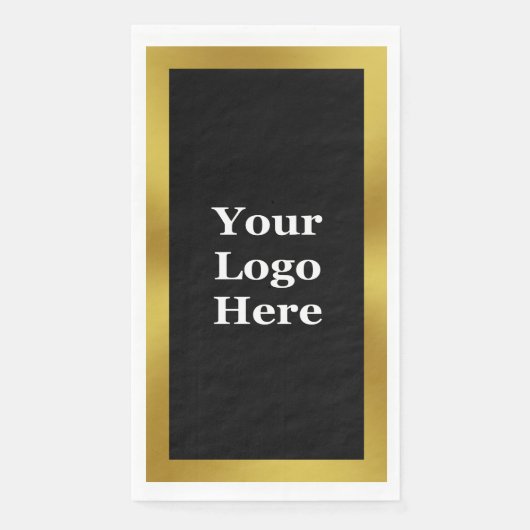 Elegant Zwart Wit en Goud Business Uw Logo Servet (Voorkant)