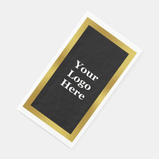 Elegant Zwart Wit en Goud Business Uw Logo Servet (Hoek)