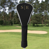 Elegant zwart-wit en goudbruin monogram golfheadcover