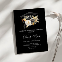 Elegant zwart wit en gouden bloemen Afstuderen