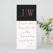 Elegant Zwart, Wit, en Gouden Huwelijk Dank u (Staand voorkant)