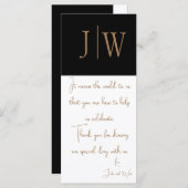 Elegant Zwart, Wit, en Gouden Huwelijk Dank u (Voorkant / Achterkant)