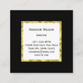 Elegant Zwart Wit en Gouden Naam Monogram Vierkante Visitekaartje (Achterkant)