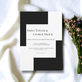 Elegant zwart-wit en modern, eenvoudig huwelijk kaart