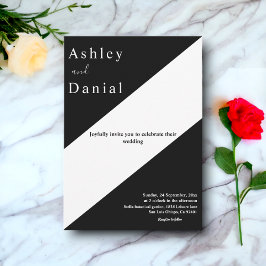 Elegant zwart-wit en modern, eenvoudig huwelijk kaart