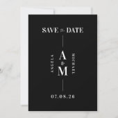 Elegant zwart-wit en withuwelijk sparen de Datum Save The Date (Voorkant)
