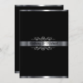 Elegant Zwart, Wit en Zilver Kaart (Voorkant / Achterkant)