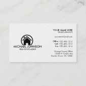 Elegant zwart-wit en zilver professioneel onroeren visitekaartje (Achterkant)