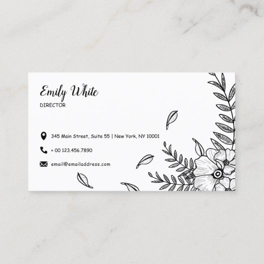 Elegant  zwart-wit Epic Visitekaartje (Achterkant)