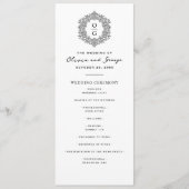 Elegant zwart-wit erfstuk trouwfeest programmakaart (Voorkant)
