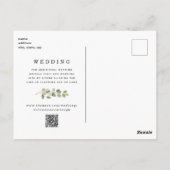 Elegant zwart-wit Eucalyptus Save the Date QR Briefkaart (Achterkant)