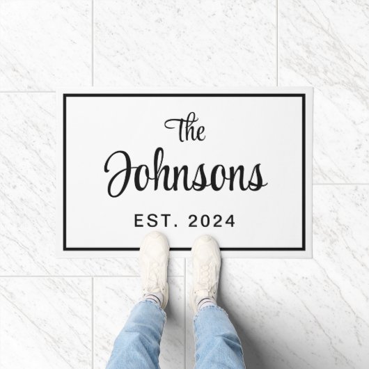 Elegant zwart-wit familiejaar ingesteld deurmat (Binnen)