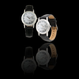 Elegant zwart wit faux marmer op maat horloge