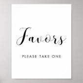 Elegant zwart-wit Favors trouwbord Poster (Voorkant)