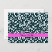 Elegant zwart wit floraal Briefkaart (Voorkant / Achterkant)