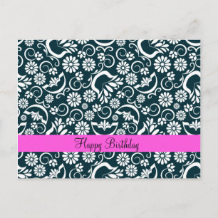 Elegant zwart wit floraal Briefkaart