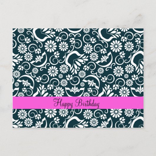 Elegant zwart wit floraal Briefkaart (Voorkant)