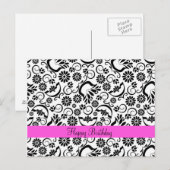 Elegant zwart wit floraal Briefkaart (Voorkant / Achterkant)