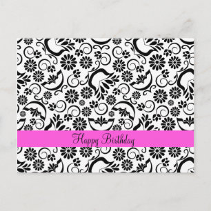 Elegant zwart wit floraal Briefkaart