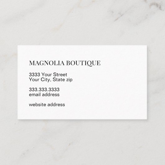 Elegant zwart-wit floraal minimaal visitekaartje (Achterkant)