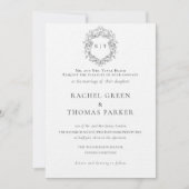 Elegant Zwart & Wit Formele Monogram Bruiloft Kaart (Voorkant)