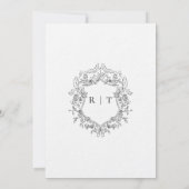 Elegant Zwart & Wit Formele Monogram Bruiloft Kaart (Achterkant)
