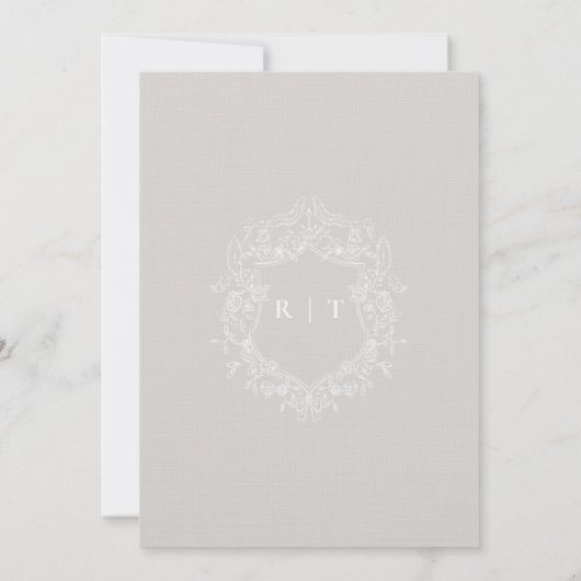 Elegant Zwart & Wit Formele Monogram Bruiloft Kaart (Achterkant)