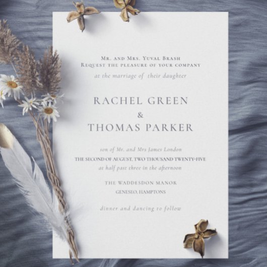 Elegant Zwart & Wit Formele Monogram Bruiloft Kaart