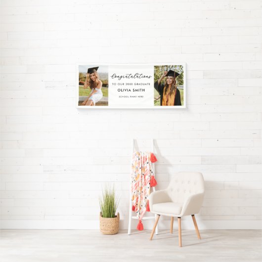 Elegant zwart-wit foto Afstuderen Spandoek (Insitu)